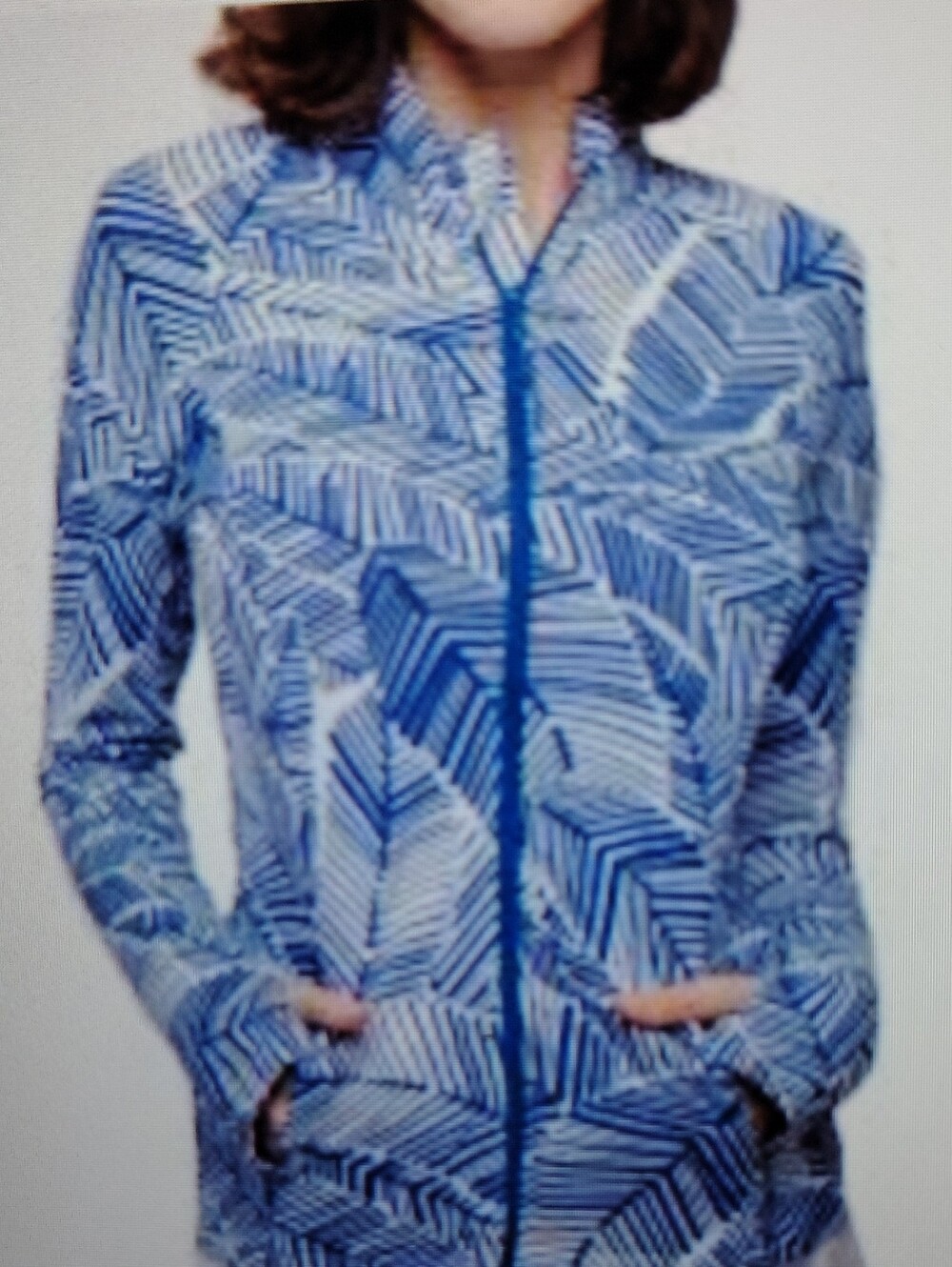 IBKUL Ladies Marley Navy Blue Palms Long Sleeve FullZip Golf Sport Top Jacket XL